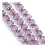 Perles de Bohème Transparentes Baroques Facettées 8 mm Violet sur Fil 12 cm